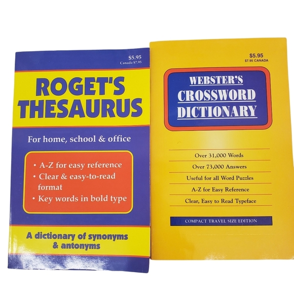 Book Set  of 7: Crossword Puzzles, Thesaurus, Dictionary & Game Books - Picture 2 of 9